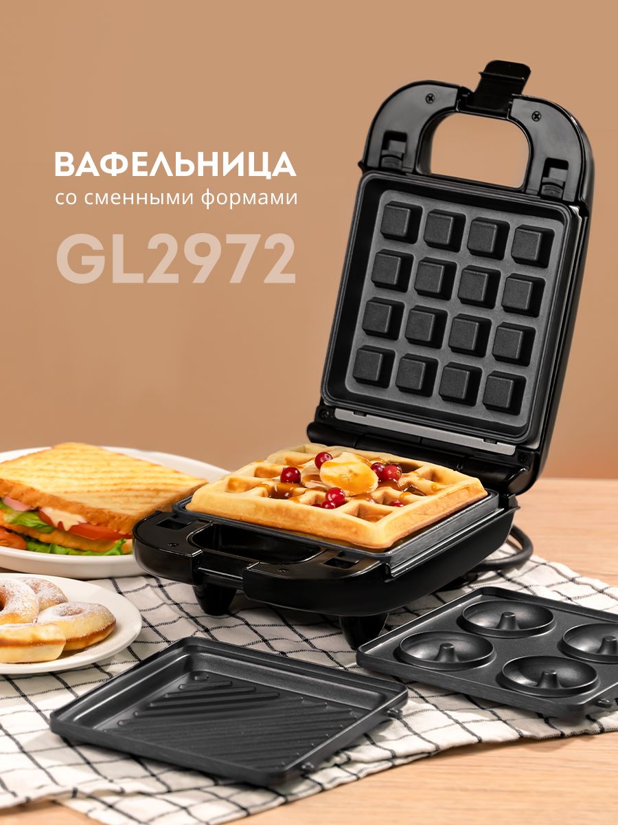 Вафельница электрическая GALAXY LINE GL2972 черная 750 Вт